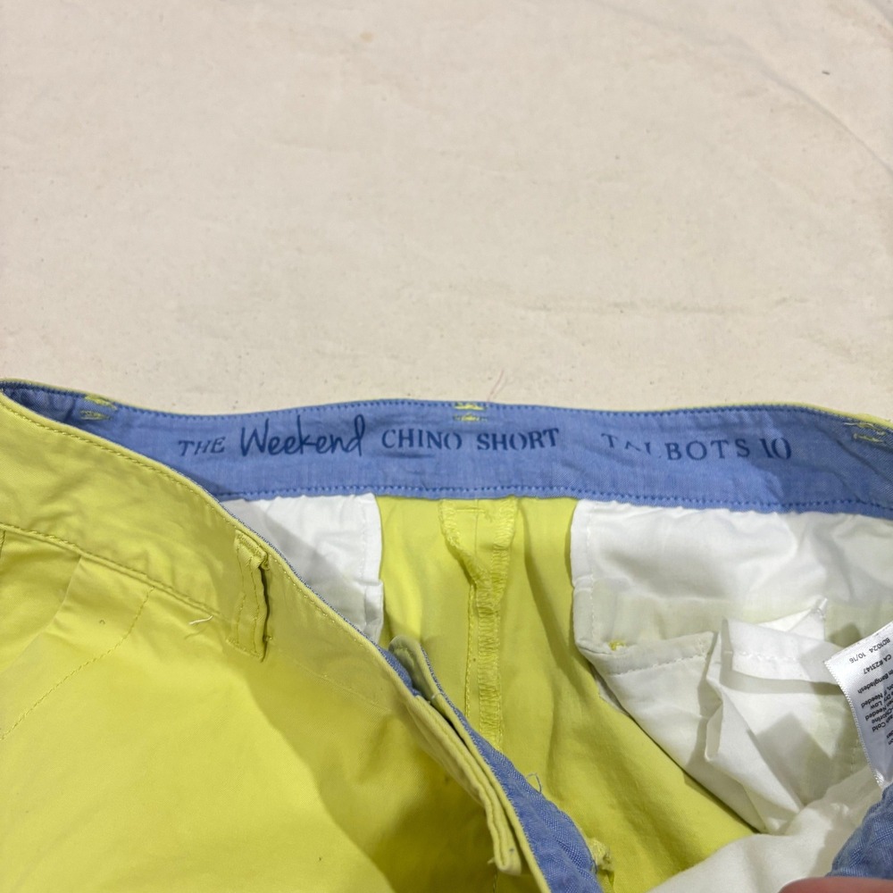 Talbots The Weekend Chino Shorts Neon Yellow Chartreuse Size 10 BD1024 - Picture 3 of 8